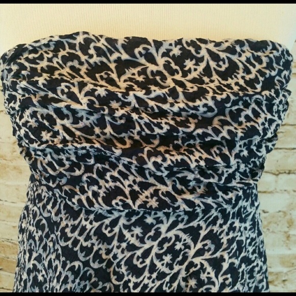 J Crew Strapless Navy & White Dress - Picture 3 of 6